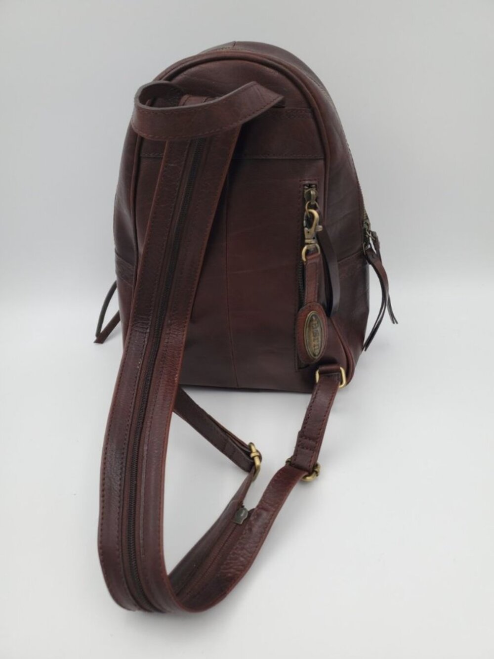 BORN Genuine Leather Backpack Bag Purse Dark Brown - Picture 2 of 8